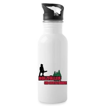 holzfäller - Trinkflasche mit integriertem Trinkhalm - Weiß - Rechts