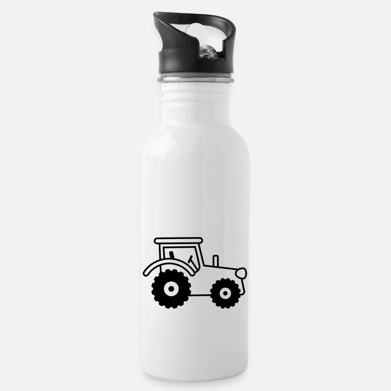 tractor - Trinkflasche mit integriertem Trinkhalm - Weiß