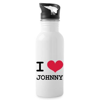 Ich liebe Johnny! - Trinkflasche mit integriertem Trinkhalm - Weiß - Rechts