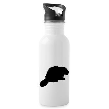 biber_silhouette_t1 - Trinkflasche mit integriertem Trinkhalm - Weiß - Rechts