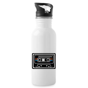 CASSETTE, MUSIC, DJ PARTY, OLDSCHOOL, RETRO - Water bottle with straw - white - Right