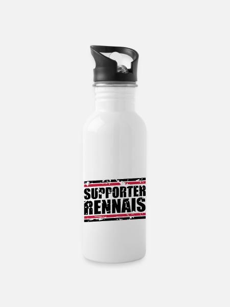 Supporter Rennais vintage - Gourde avec paille intégrée - blanc