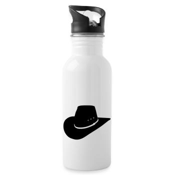 cowboy hat - Water bottle with straw - white - Right