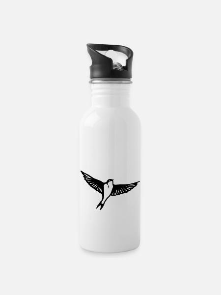 schwalbe - Trinkflasche mit integriertem Trinkhalm - Weiß