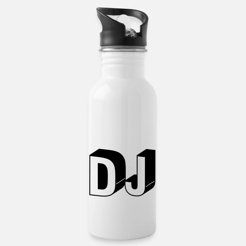 DJ - Trinkflasche mit integriertem Trinkhalm - Weiß