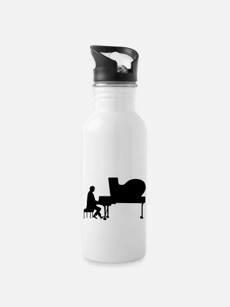 pianist - Water bottle with straw - white