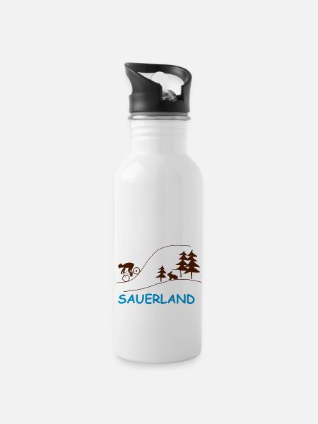 sauerland - Trinkflasche mit integriertem Trinkhalm - Weiß