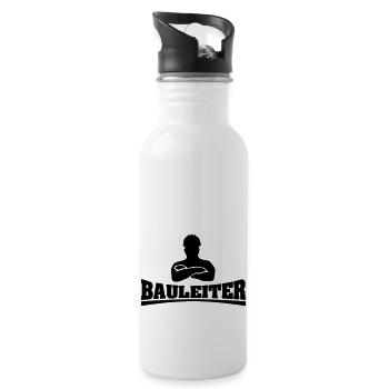 bauleiter3_mit_chef - Trinkflasche mit integriertem Trinkhalm - Weiß - Rechts
