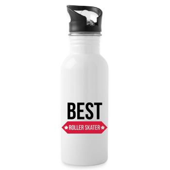 Inlineskaten / Rollschuhlaufen / Roller Skating - Trinkflasche mit integriertem Trinkhalm - Weiß - Rechts