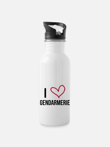 I Love Gendarmerie / Gendarmerie - Gourde avec paille intégrée - blanc