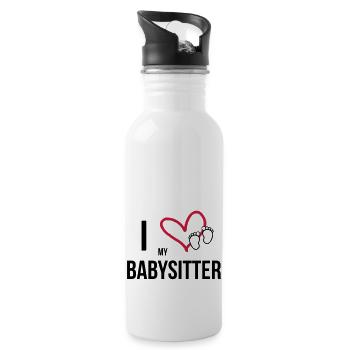 baby-sitter / babysitter / baby / geburt / Kind - Trinkflasche mit integriertem Trinkhalm - Weiß - Rechts