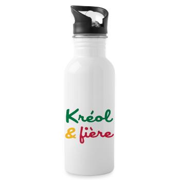 Créole / Martinique / Guadeloupe / Antilles - Gourde avec paille intégrée - blanc - Droite