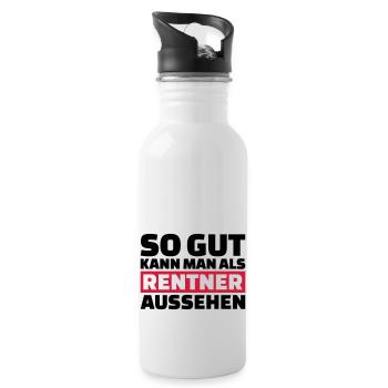 Rentner - Trinkflasche mit integriertem Trinkhalm - Weiß - Rechts