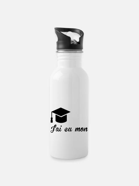 Diplôme : A Personnaliser / diplome ecole etudes - Gourde avec paille intégrée - blanc