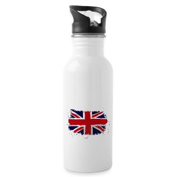 Union Jack - UK Flag - Trinkflasche mit integriertem Trinkhalm - Weiß - Rechts