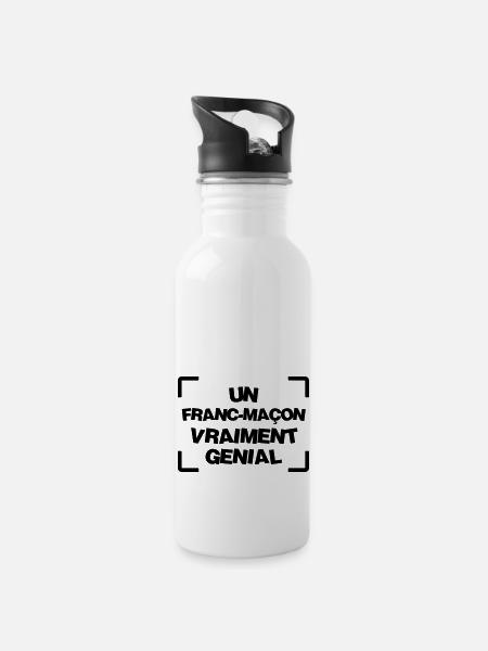 Franc-Maçonnerie / Franc Maçonnerie / Franc Maçon - Gourde avec paille intégrée - blanc