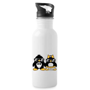penguin couple dear paerchen in love sunglasses - Water bottle with straw - white - Right
