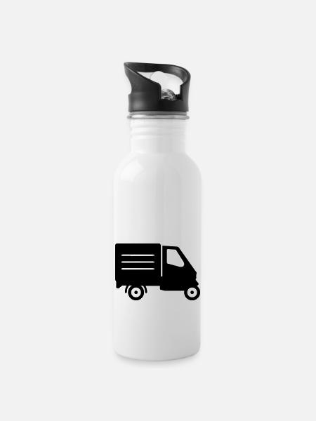 Piaggo Ape - Trinkflasche mit integriertem Trinkhalm - Weiß