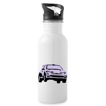 Rallye, Rallyeauto, Rennauto - Trinkflasche mit integriertem Trinkhalm - Weiß - Rechts
