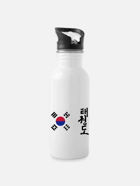 Taekwondo Taekwondoin Tae-Kwon-Do Tae Kwon Do - Water bottle with straw - white