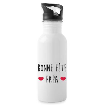 Papa Vati Vater Vatertag Geburtstag Dad Familie - Trinkflasche mit integriertem Trinkhalm - Weiß - Rechts