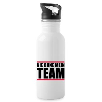 nie ohne mein team - Trinkflasche mit integriertem Trinkhalm - Weiß - Rechts