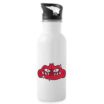 troll gesicht gruseliges - Trinkflasche mit integriertem Trinkhalm - Weiß - Rechts