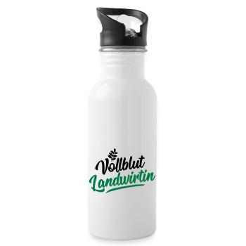 landwirtin vollblut design - Trinkflasche mit integriertem Trinkhalm - Weiß - Rechts