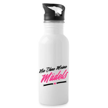 nie ohne meine mädels - Trinkflasche mit integriertem Trinkhalm - Weiß - Rechts