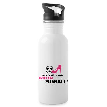 frauen_fussball_02 - Trinkflasche mit integriertem Trinkhalm - Weiß - Rechts