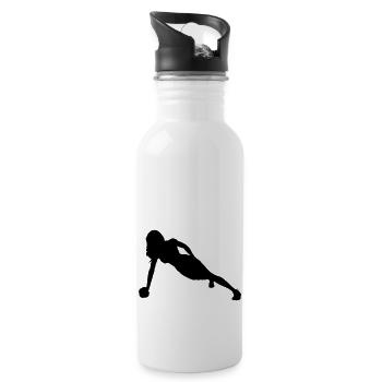 fitness frau silhouette - Trinkflasche mit integriertem Trinkhalm - Weiß - Rechts