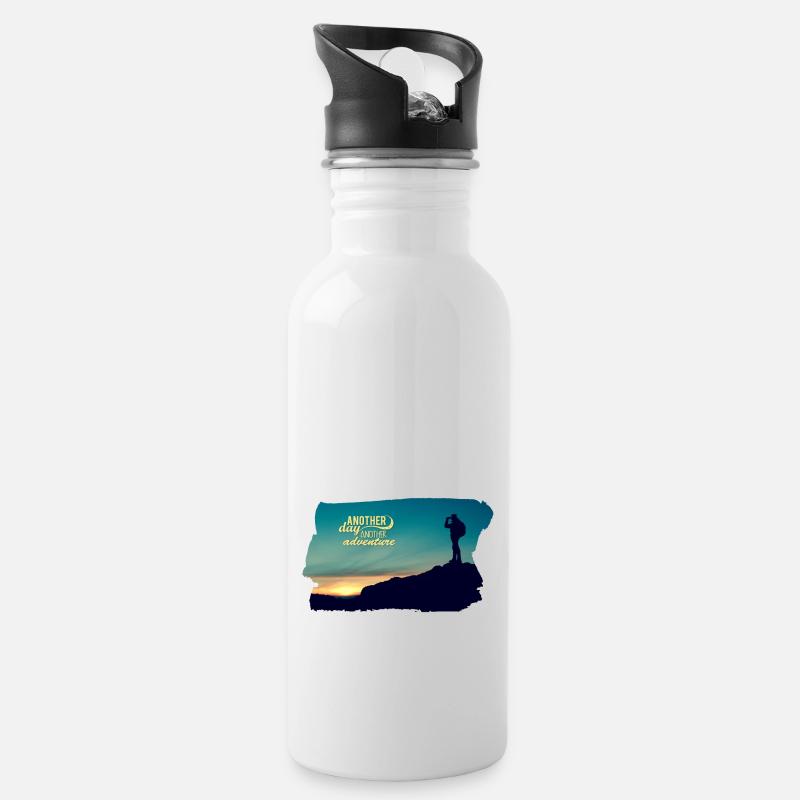 Neue Abenteuer - Bergsteigen - Trinkflasche mit integriertem Trinkhalm - Weiß