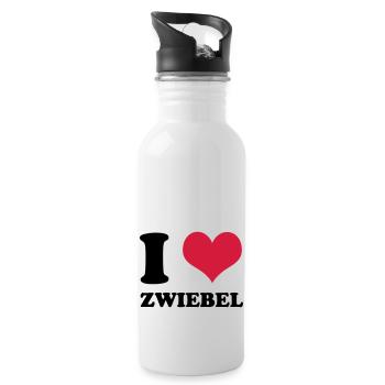 I Love Zwiebel - Trinkflasche mit integriertem Trinkhalm - Weiß - Rechts