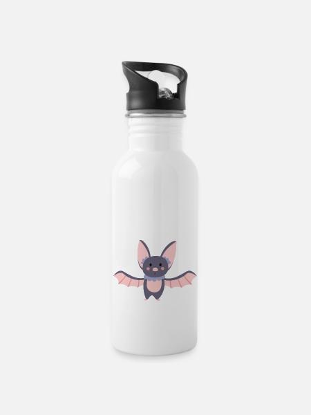 bat - Water bottle with straw - white