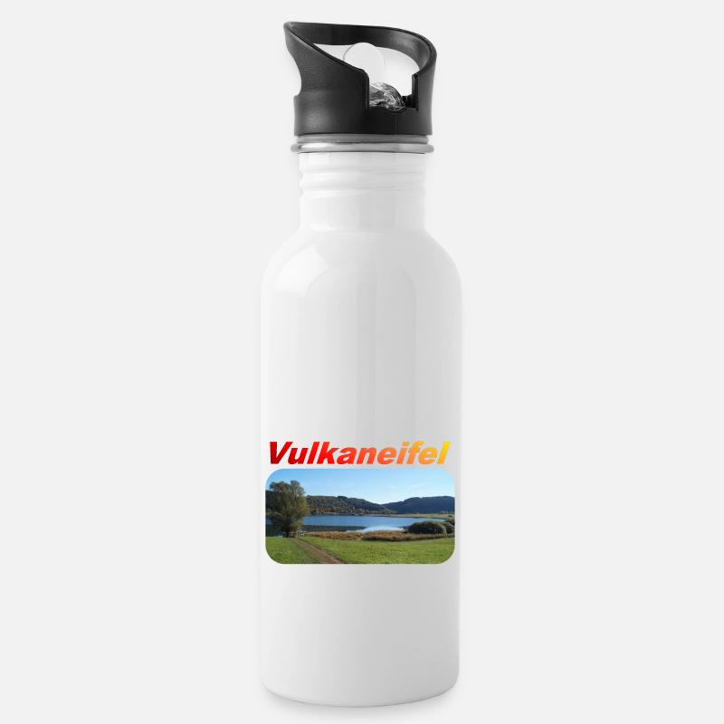 Vulkaneifel - Trinkflasche mit integriertem Trinkhalm - Weiß