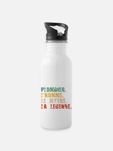 Plombier l'homme le mythe la légende - Gourde avec paille intégrée - blanc