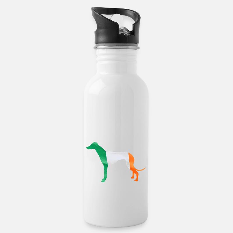 Greyhound Silhouette Irish Pride - Water bottle with straw - white