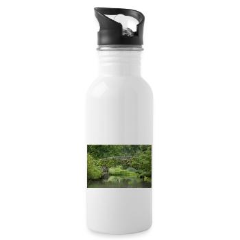 New York Gapstow Bridge Central Park Manhattan - Water bottle with straw - white - Right