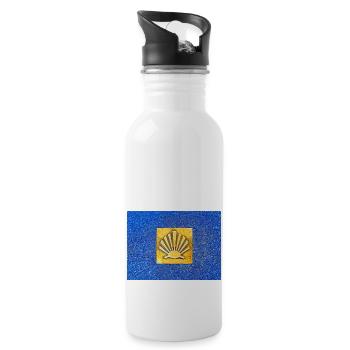 Jakobsmuschel Camino de Santiago - Trinkflasche mit integriertem Trinkhalm - Weiß - Rechts