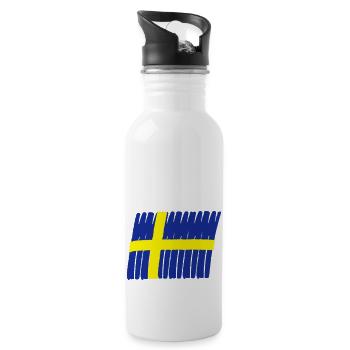 Sweden flag paint - Gourde avec paille intégrée - blanc - Droite