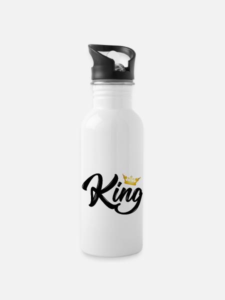King - Water bottle with straw - white