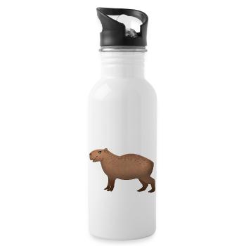 Hand gezeichnet Capybara stehend - Trinkflasche mit integriertem Trinkhalm - Weiß - Rechts