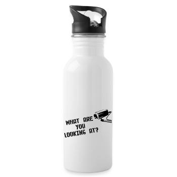 WHAT ARE YOU LOOKING AT CCTV Camera Street Art - Water bottle with straw - white - Right