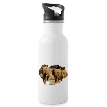 Elephants Africa in the Desert of Namibia I Gift - Water bottle with straw - white - Right
