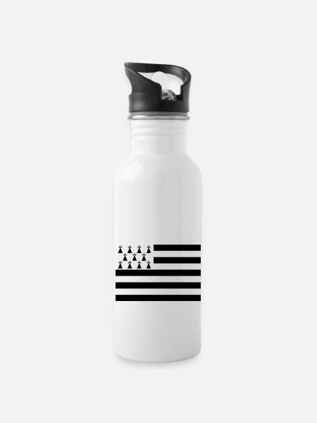 Bretagne - Trinkflasche mit integriertem Trinkhalm - Weiß