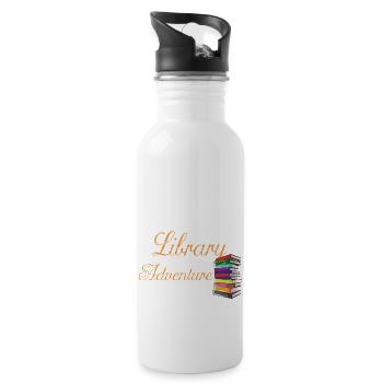 Bookworm Gifts Library Where The Adventure Begins - Trinkflasche mit integriertem Trinkhalm - Weiß - Rechts