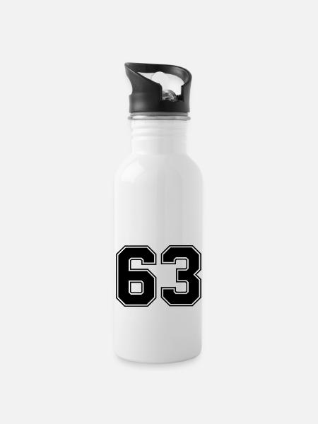 63 - Water bottle with straw - white