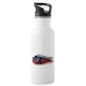 Dampflok 01 1531 - Trinkflasche mit integriertem Trinkhalm - Weiß - Rechts