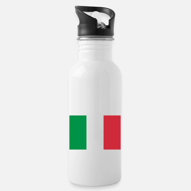 Italien Flagge - Trinkflasche mit integriertem Trinkhalm - Weiß