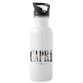 Capri Urlaub mit Strand, Skyline Insel - Trinkflasche mit integriertem Trinkhalm - Weiß - Rechts